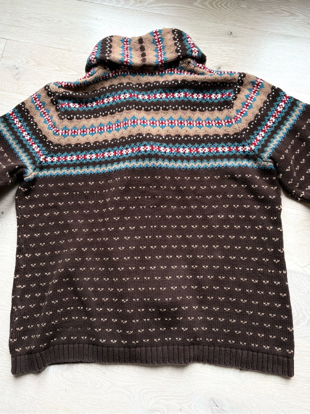 Vtg 80's Ralph Lauren Chaps Southwestern KnitFair Isle Shawl Cardigan Sweater XL - Picture 7 of 14